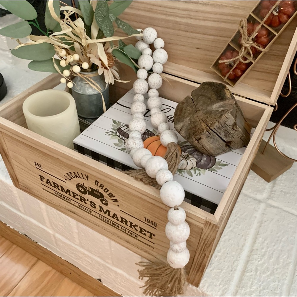 Wood Bead Garland with Tassels #1